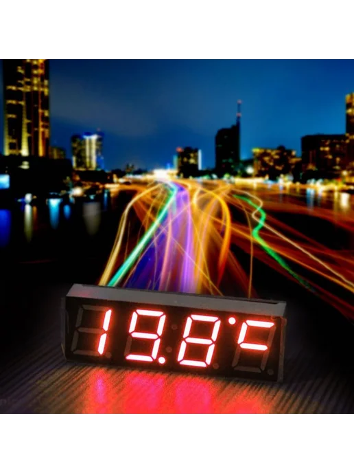 Автомобильные светодиодные часы температуры и напряжения 3в1, вариант, фото 3