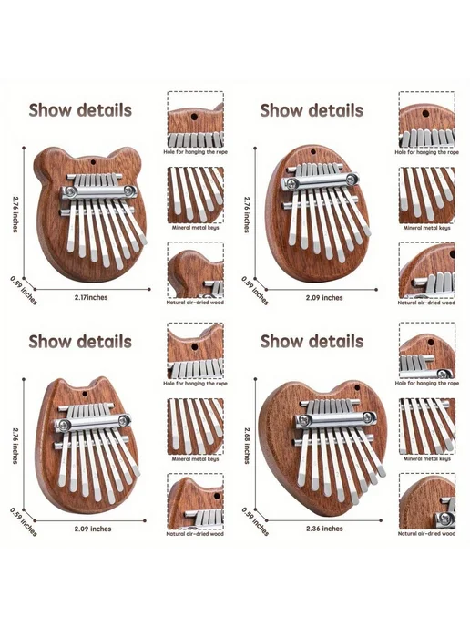 Мини-пианино Kalimba Thumb для начинающих темно-коричневый, коричневый, фото 2