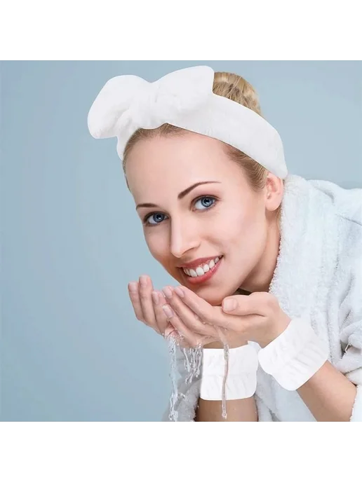 Женская повязка для мытья лица, коралловый бархат розовый, желтый, фото 7