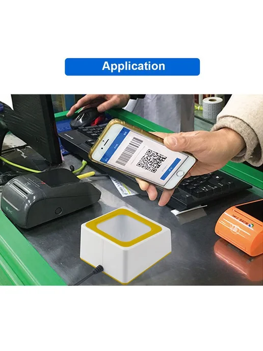 USB настольный сканер штрих-кода 1D 2D QR желтый, желтый, фото 2