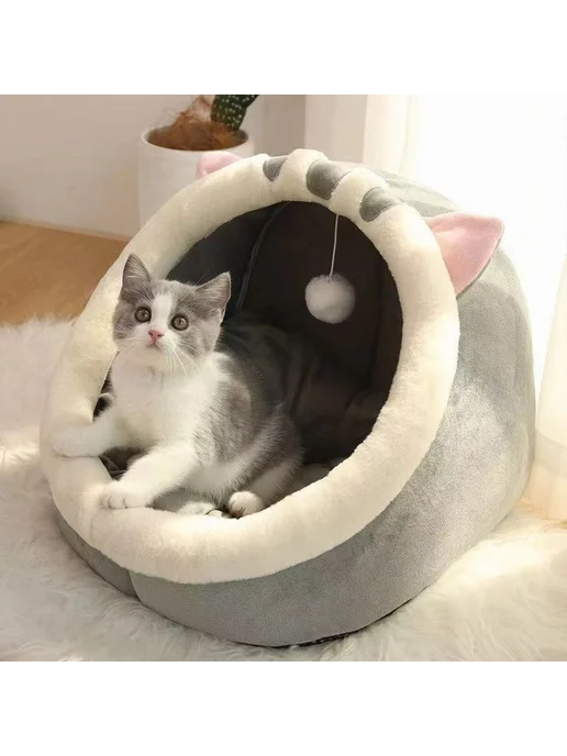 Домик лежанка для кошек с игрушкой Мини 180*180мм, 180x180 мм
