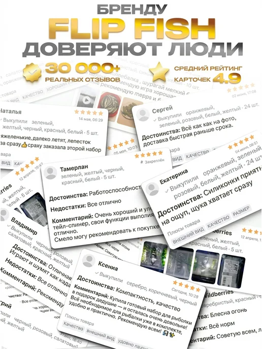FLIP FISH Набор воблеров для рыбалки поппер на щуку, судака и окуня, синий, фото 5