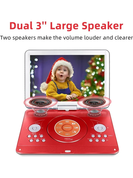 16,9-дюймовый портативный CD-плеер, USB SD красный, красный, фото 5