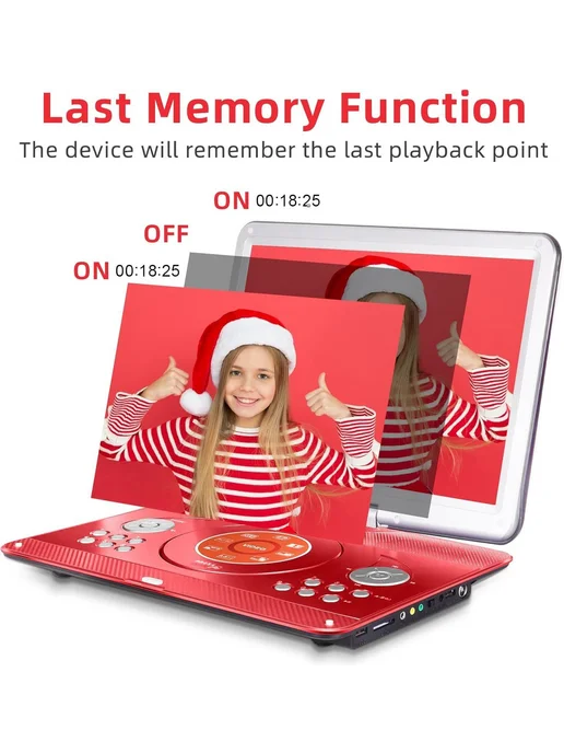 16,9-дюймовый портативный CD-плеер, USB SD красный, красный, фото 7
