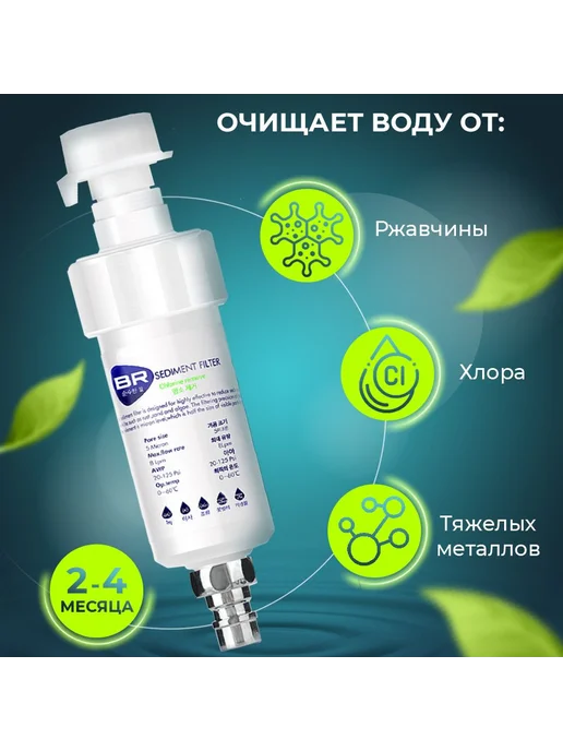Фильтр для душа от хлора и ржавчины BR + картриджи, вариант, фото 2