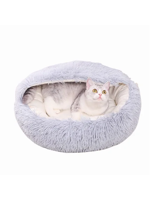 Лежанка домик для кошек M 50 см (МЕХ) 400*400, 400x400, фото 3