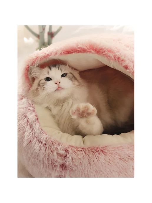 Лежанка домик для кошек M 50 см (МЕХ) 400*400, 600x600