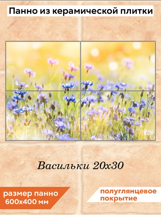 fres-co Панно из керамической плитки Васильки 20х30, 20x30