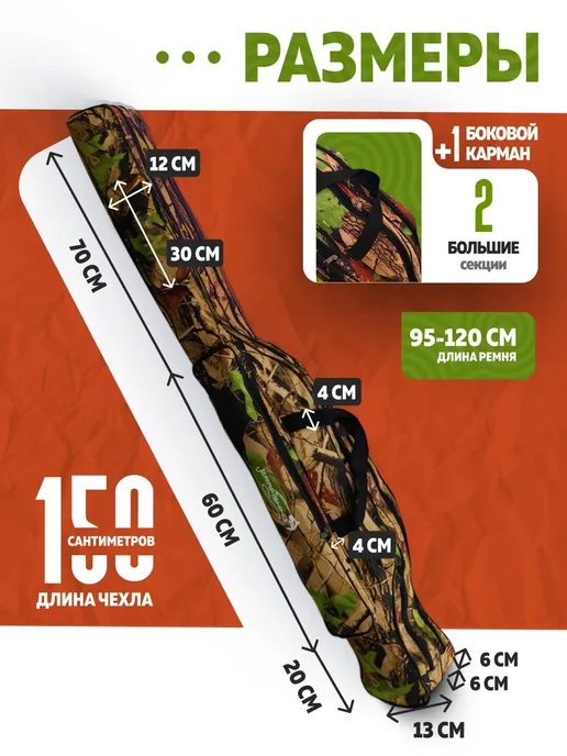 CampZone Чехол для спиннинга 150 см, зеленый, фото 2