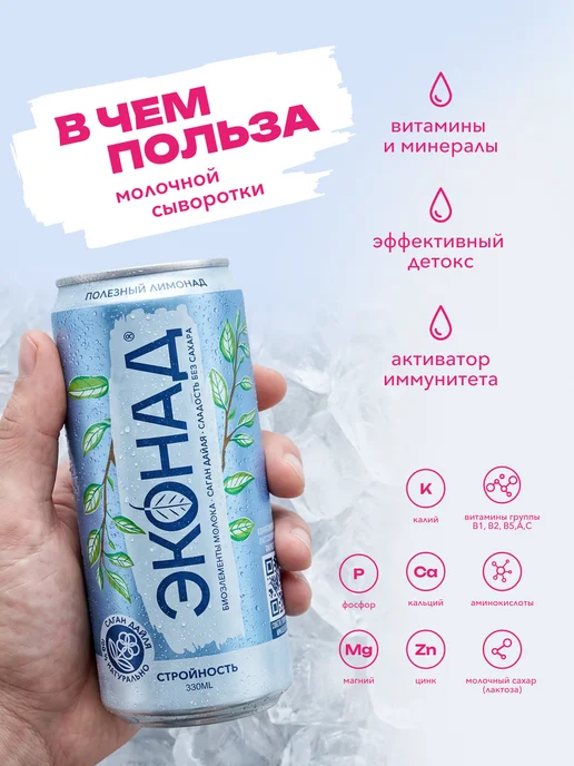 Эконад Лимонад без сахара натуральный напиток Стройность, 12 шт, 8 шт, фото 4