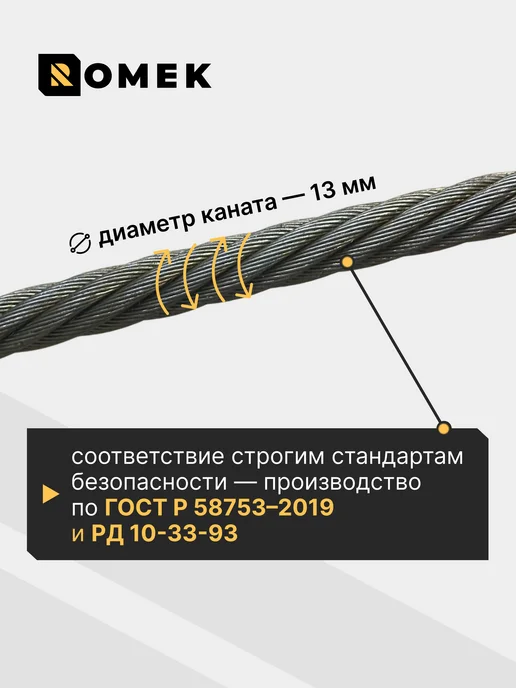 ROMEK Строп канатный петлевой 1,6 т 2 м с опрессовкой, 2 м, фото 4
