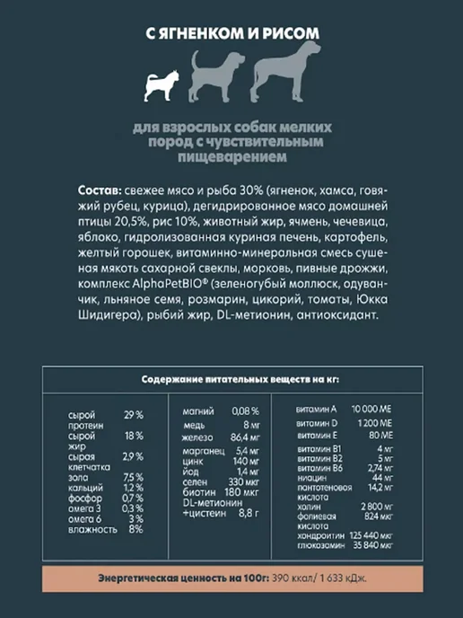 Сухой корм AlphaPet WOW Пищеварением для собак, чувствительное пищеварение, 0,9 кг, фото 4