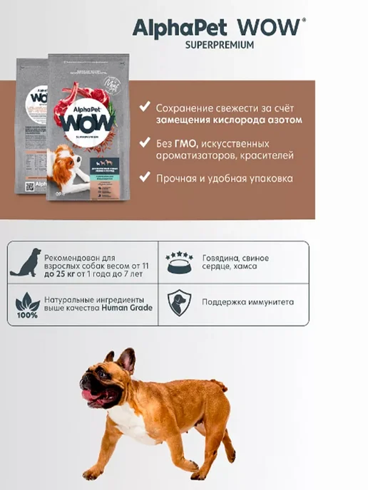 Сухой корм AlphaPet WOW Пищеварением для собак, чувствительное пищеварение, 0,9 кг, фото 6
