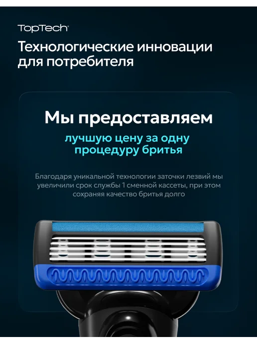 toptech Бритва мужская + 17 сменные кассеты станок для бритья, 5 лез…, черный, фото 2