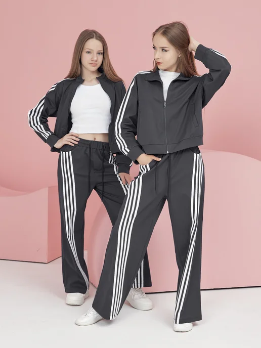LEMADA BRAND Костюм спортивный с полосками для подростка, серый