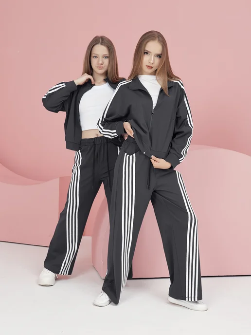 LEMADA BRAND Костюм спортивный с полосками для подростка, серый, фото 2