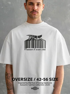Футболка белая оверсайз с принтом oversize