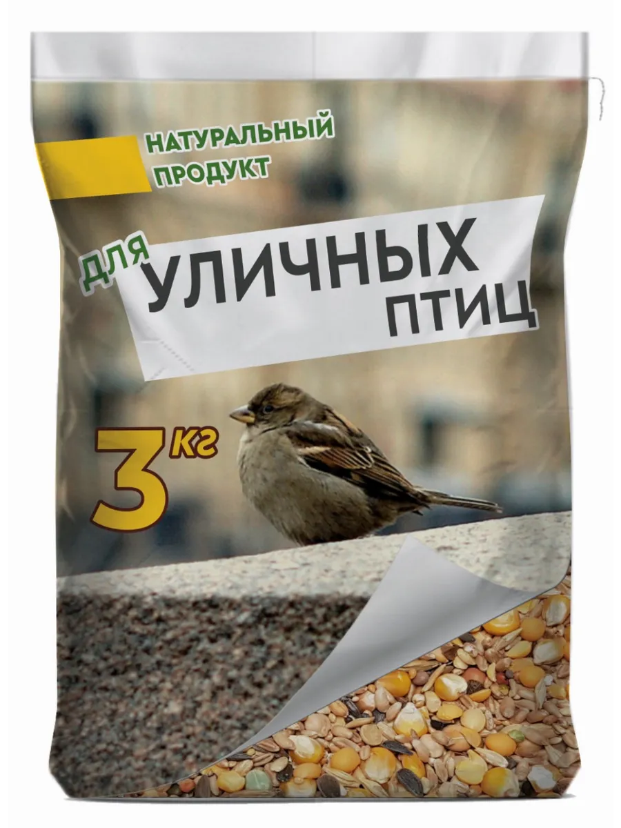 Корм для птиц уличных голубей уток в кормушку на окно