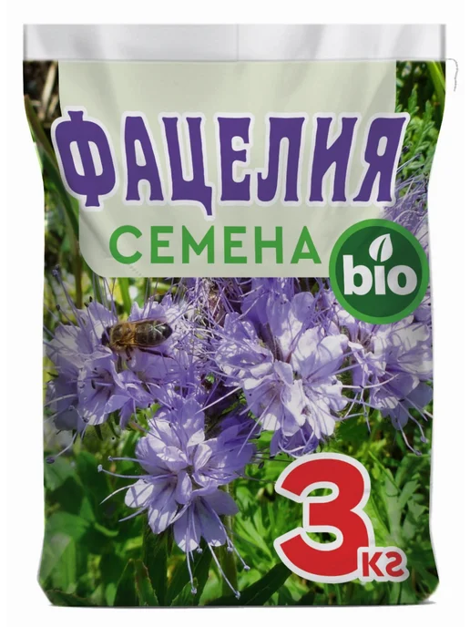 ЭкспертБиоОрганик Фацелия семена цветов сидерат медонос 3 кг, 3 кг