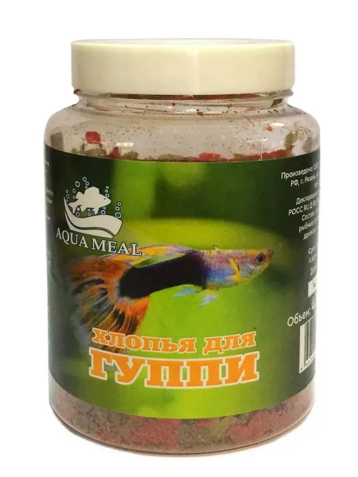 AquaMeal Корм для Гуппи рыбок аквариумных хлопья, вариант