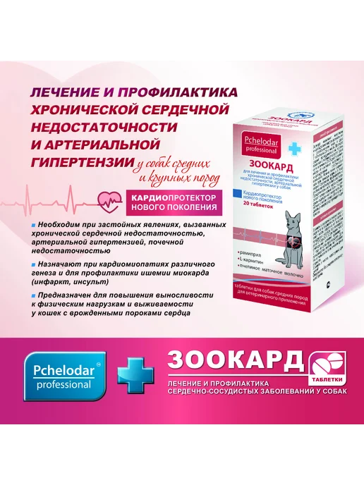 Пчелодар Зоокард таблетки для лечения заболеваний сердца у собак, в упаковке 30 г, фото 3