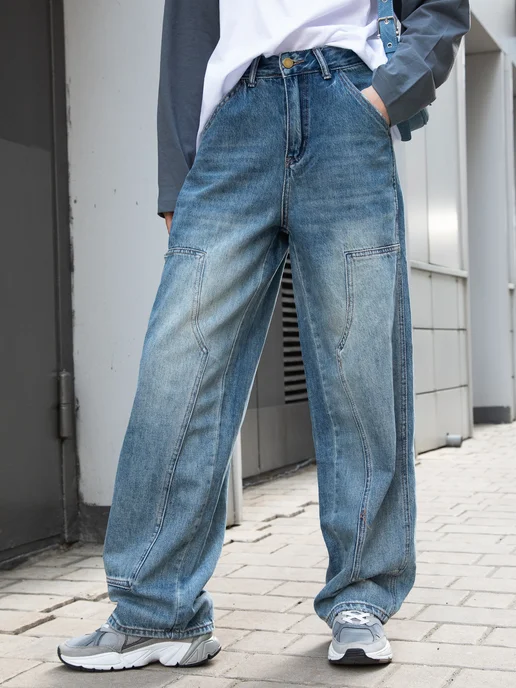 Джинсы багги женские широкие y2k baggy jeans RAVETTI