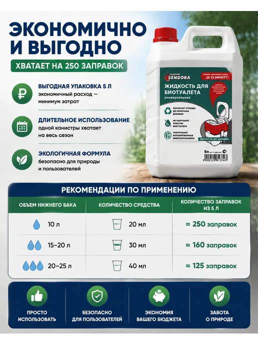 Sendora Универсальная жидкость для биотуалета, вариант, фото 7