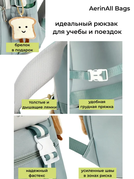 AerinAll Bags Рюкзак школьный для девочки Портфель подростковый 5-11 класс, синий, фото 5