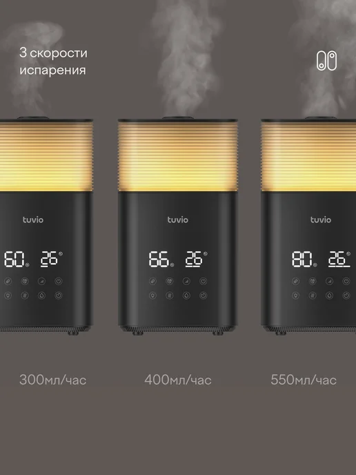 Tuvio Увлажнитель воздуха с Wi-Fi, теплым паром и Алисой, 5 литров, черный, фото 7