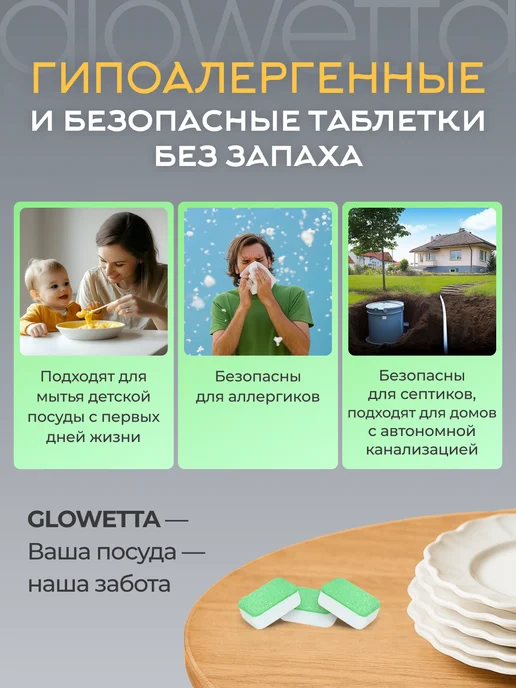 Glowetta Таблетки для посудомоечной машины 100 шт, 100 шт, фото 7