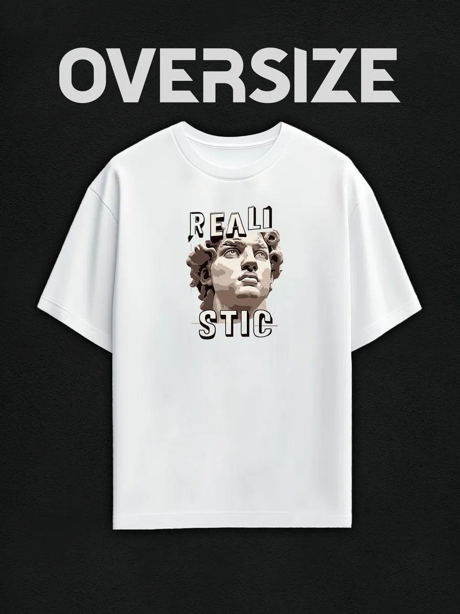 Футболка оверсайз с принтом realistic статуя streetwear