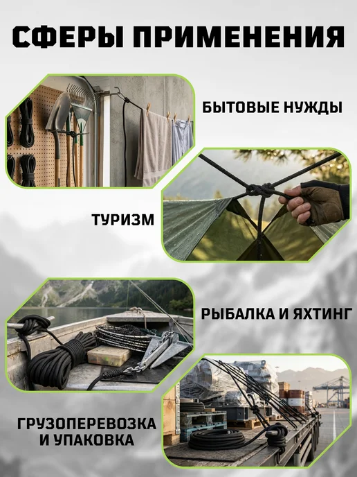 Ламакорд Веревка туристическая 8 мм 50 м цветная, 50 м, фото 3