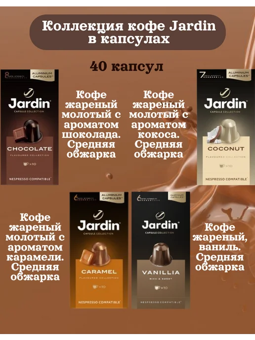 JARDIN Кофе в капсулах ассорти для Nespresso Original 80 шт (8×10), 40 шт, фото 2