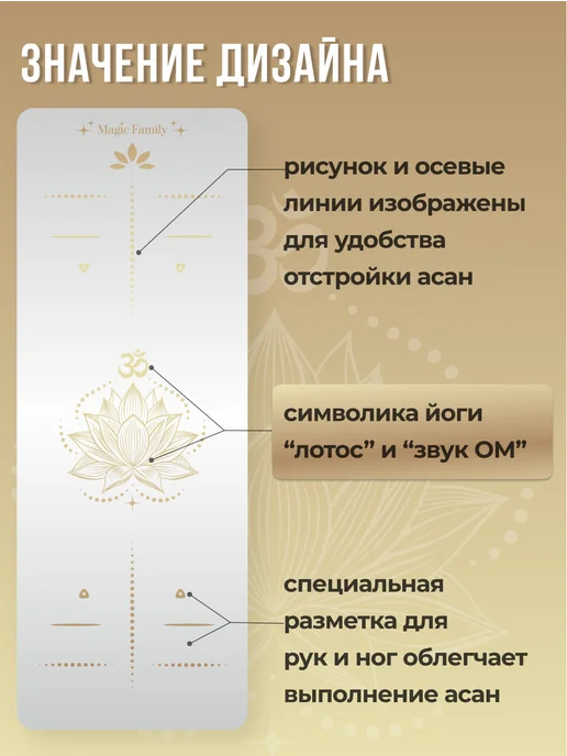 Magic Family Коврик для йоги и фитнеса нескользящий каучук, белый, фото 4