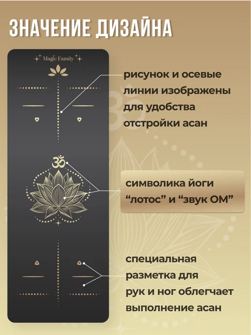 Magic Family Коврик для йоги и фитнеса нескользящий каучук, черный, фото 3