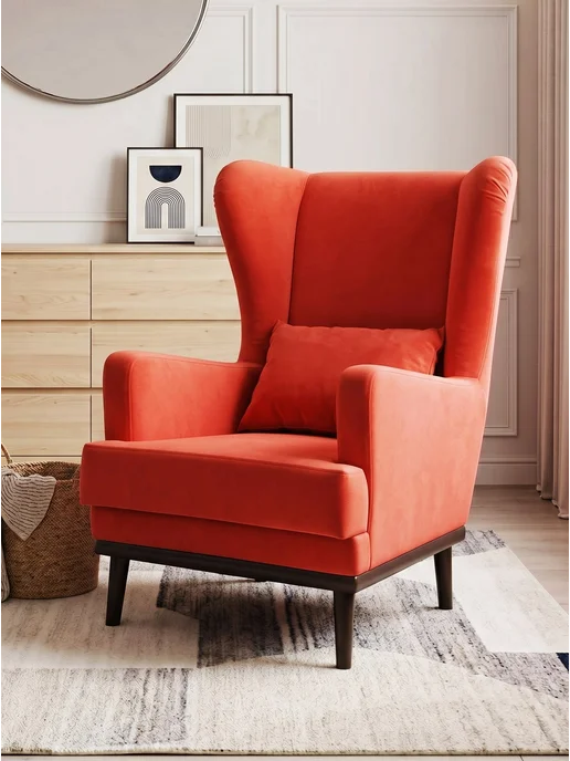 ДИВАН НЕ МЕБЕЛЬ Кресло мягкое в гостиную для отдыха Оскар Dream Red, красный, фото 8