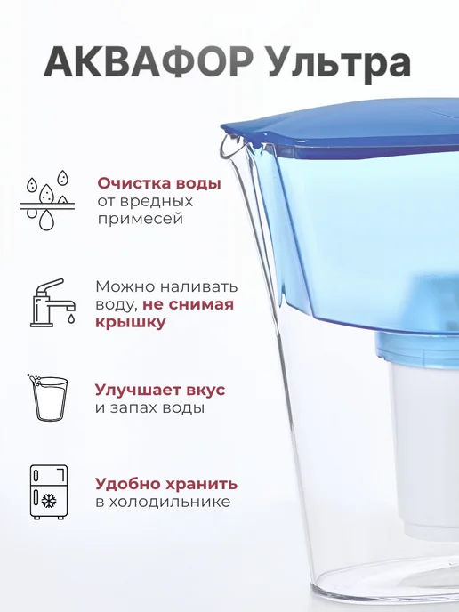 Аквафор. Кувшин для очистки воды Аквафор Ультра Синий, синий, фото 2