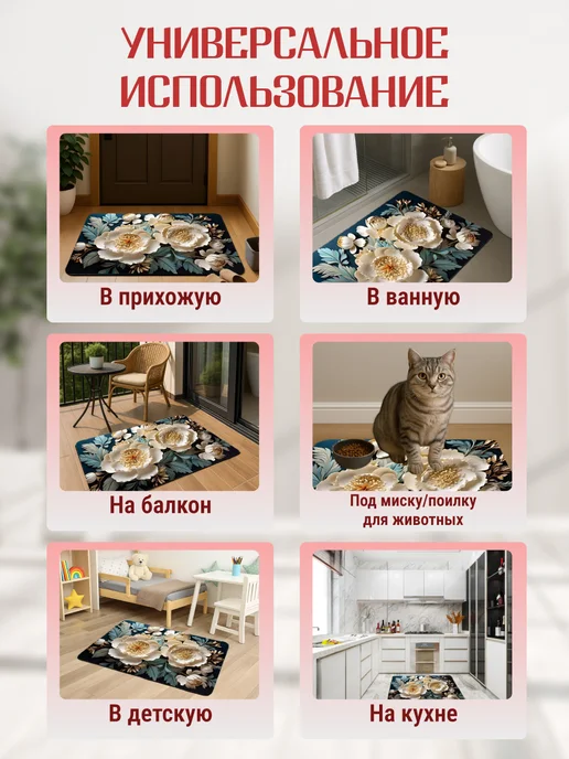 Коврик для ванной противоскользящий диатомитовый 3д, синий, фото 5