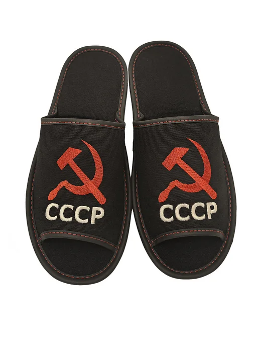 Тапочки домашние открытые СССР, черный, фото 5