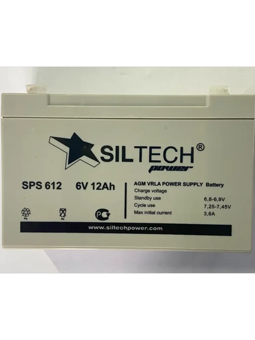 SILTECH Аккумулятор для ИБП 6v 12ah SPS, в упаковке 1,8 кг, фото 2