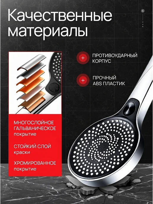 EuroSferra Лейка для душа со шлангом и держателем, черный, фото 7