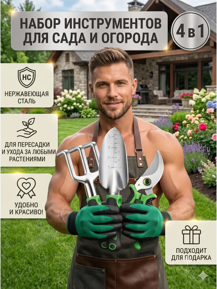 Набор садовых инструментов для сада и огорода