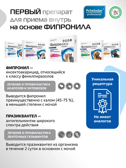 Пчелодар Фипронника таблетки от паразитов для собак и кошек, вариант, фото 2