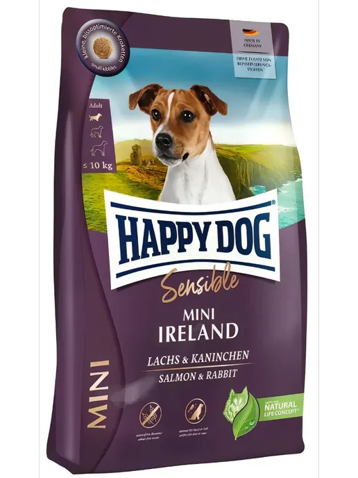 Сухой корм Happy Dog Sensible Ireland для собак, мелкие, кролик, лосось, 10 кг, фото 7