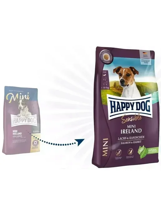 Сухой корм Happy Dog Sensible Ireland для собак, мелкие, кролик, лосось, 10 кг, фото 8