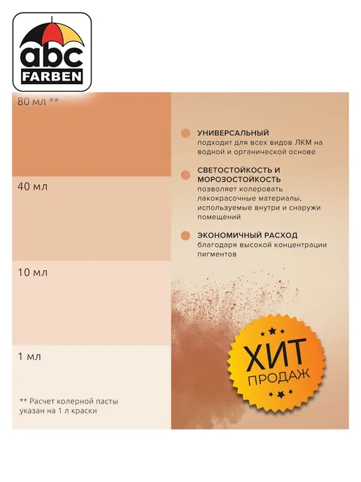 TICIANA Колер универсальный карамельный 80мл ABC Farben, 80 мл, фото 3