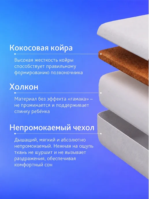 Logica Матрас детский 120х60 в непромокаемом чехле, 120x60, фото 2