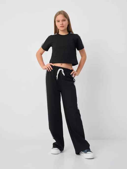 LACI KIDS Спортивный костюм для девочки c брюками палаццо, черный, фото 2