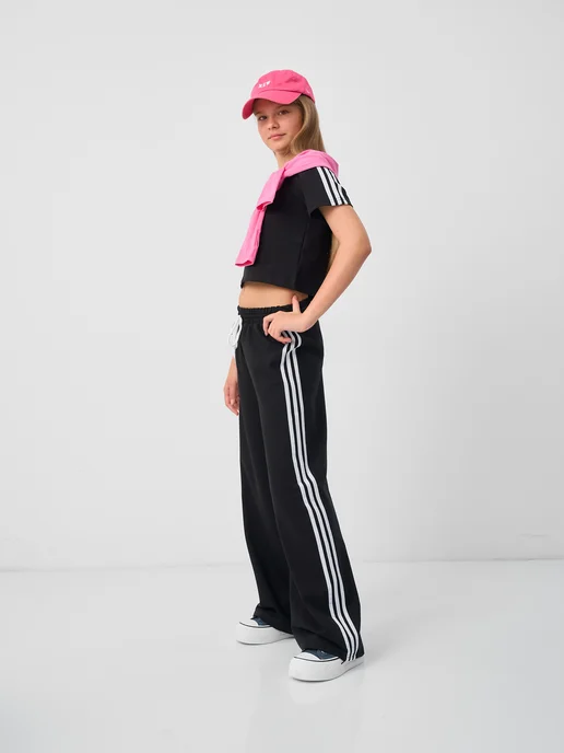 LACI KIDS Спортивный костюм для девочки c брюками палаццо, черный, фото 4