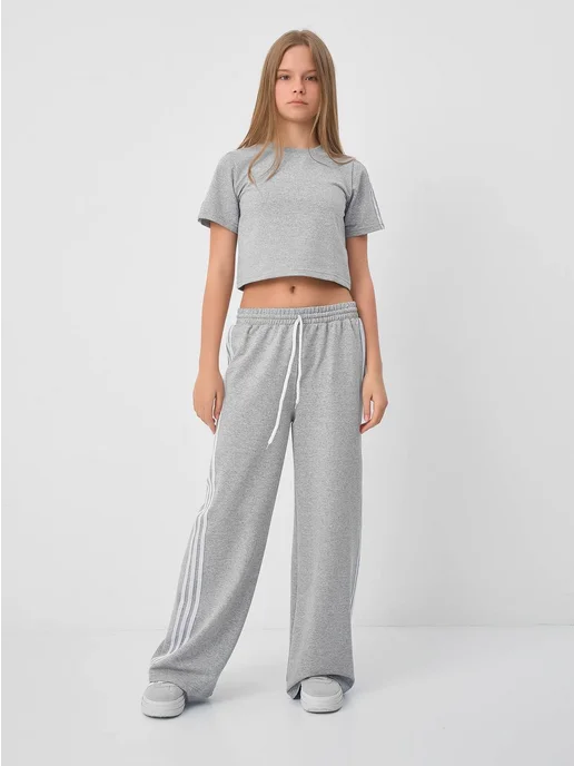LACI KIDS Спортивный костюм для девочки c брюками палаццо, серый, фото 2